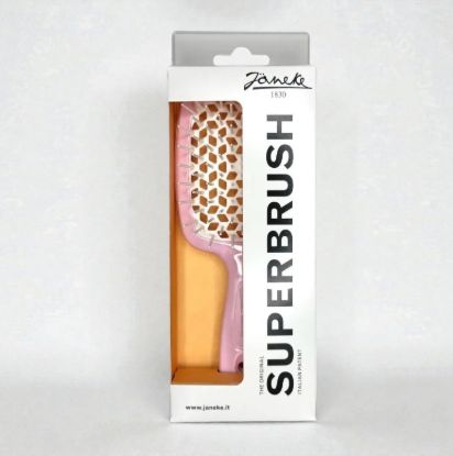  Зображення Janeke Superbrush the original гребінець продувна, щітка для волосся ніжно-рожевого кольору з білим 